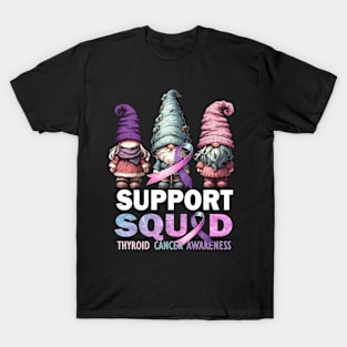 Support Squad Thyroid Cancer Awareness Purple Teal Pink T-Shirt